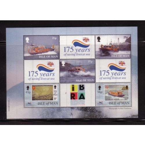 Isle of Man Sc 822a 1999  Lifeboat Institution Anniversary stamp booklet pane mint NH