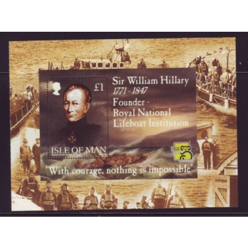 Isle of Man Sc 823b 1999  Sir William Hillary Lifeboats stamp booklet pane mint NH