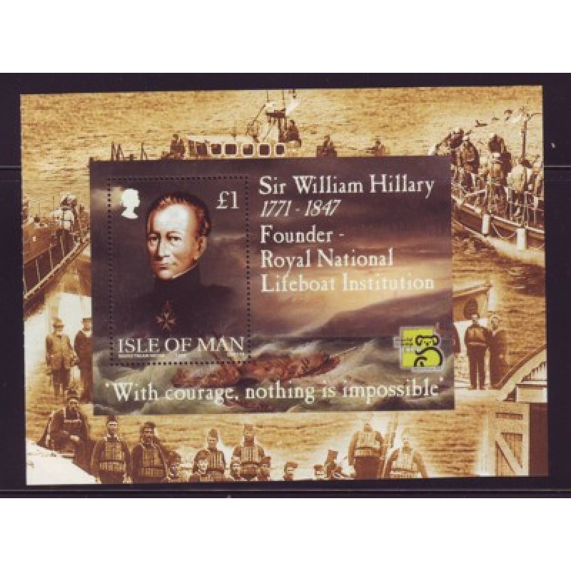 Isle of Man Sc 823b 1999  Sir William Hillary Lifeboats stamp booklet pane mint NH