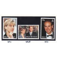 Isle of Man Sc 835-837 1999 Royal Wedding Prince Edward stamp set mint NH