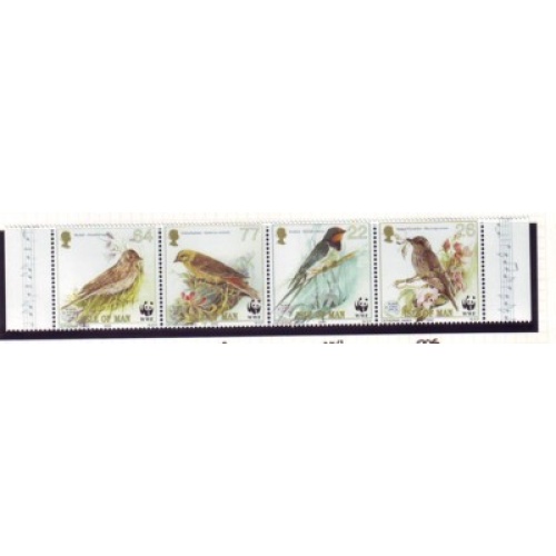 Isle of Man Sc 860 2000 Songbirds WWF stamp set mint NH