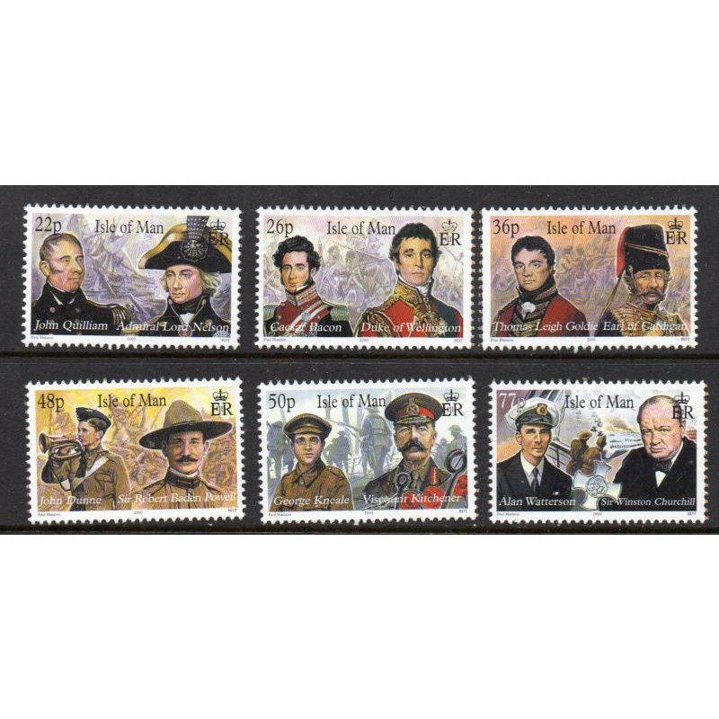 Isle of Man Sc 861a-863b 2000 Military Leaders stamp set mint NH