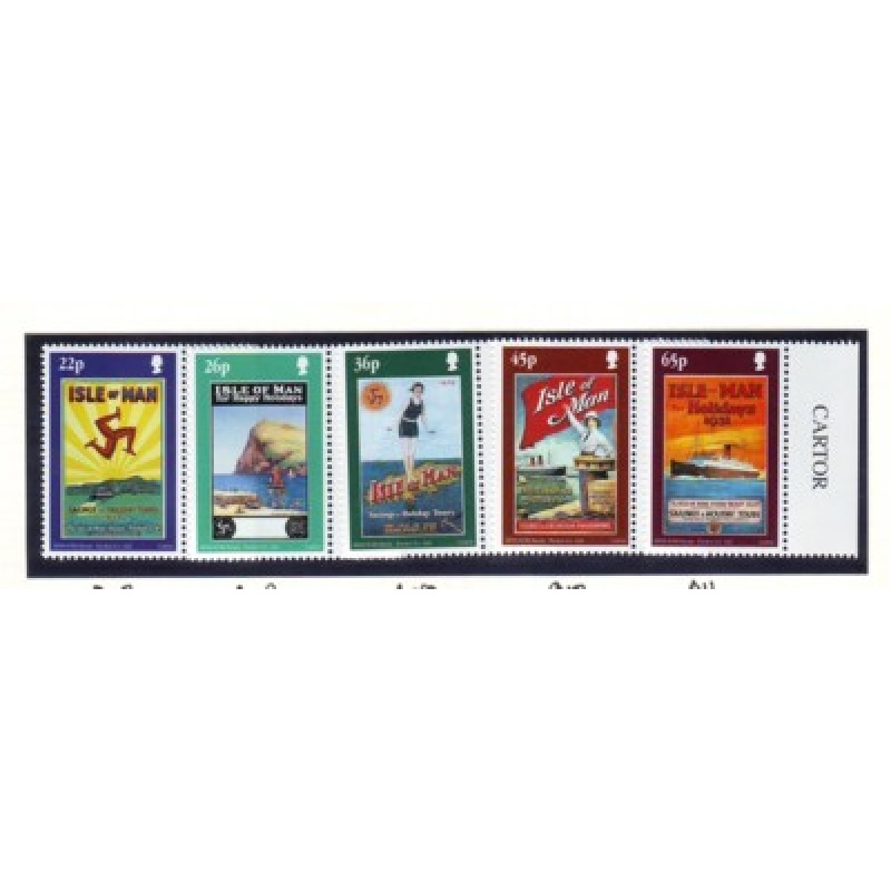 Isle of Man Sc 878-882  2000 Steam Packet Poster Art stamp set mint NH