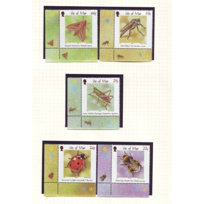 Isle of Man Sc 895-899 2001 Insects stamp set mint NH