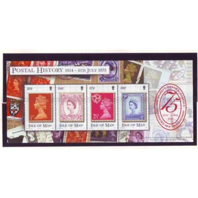 Isle of Man Sc 900 2001 75th Birthday QE II stamp sheet mint NH