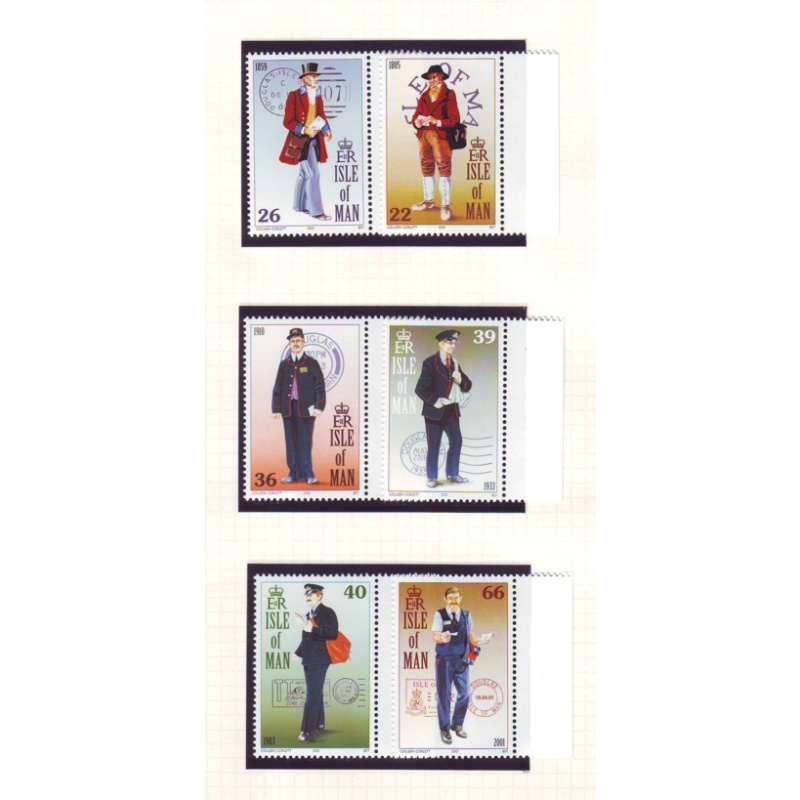 Isle of Man Sc 901-906 2001 Manx Postmen & Cancels stamp set mint NH