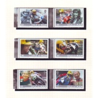 Isle of Man Sc 907-912 2001 Dunlop, Motorcycle Racer, stamp set mint NH