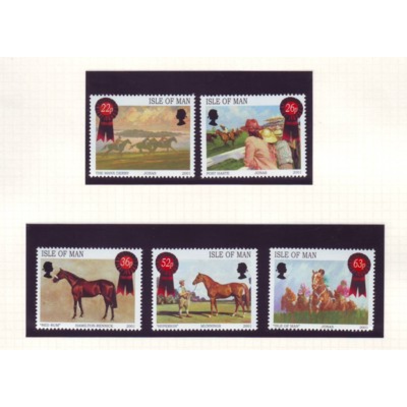 Isle of Man Sc 913-917 2001 Horse Racing stamp set mint NH