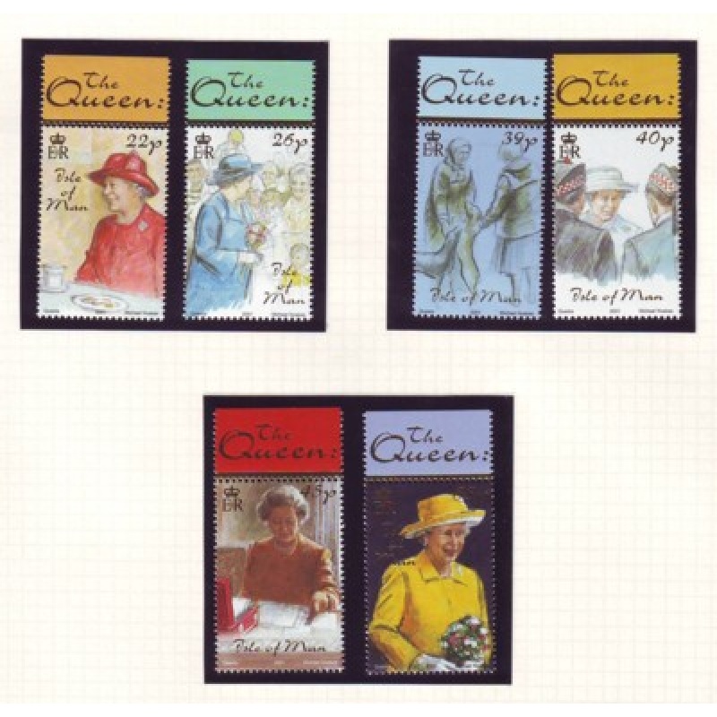 Isle of Man Sc 929-934 2001 50th Anniversary QE II stamp set mint NH no tabs