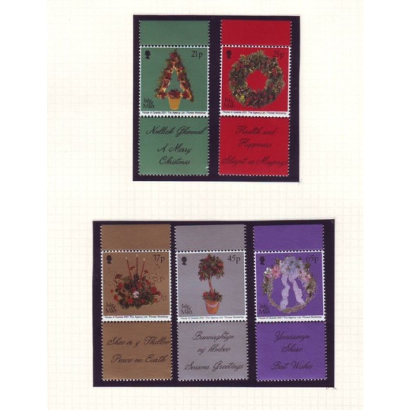 Isle of Man Sc 935-939 2001 Christmas stamp set mint NH no tabs