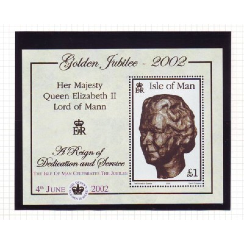 Isle of Man Sc 941b 2002 50th Anniversary Reign of QE II stamp sheet mint NH overprint