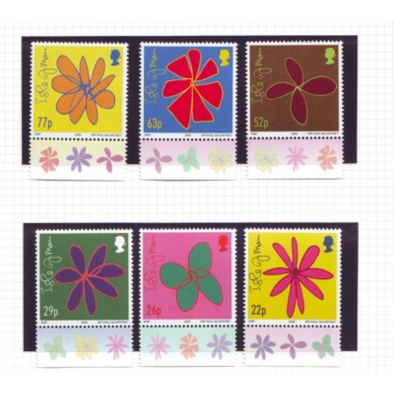 Isle of Man Sc 960-5 2002  McCartney Flower Sketches stamp set mint NH