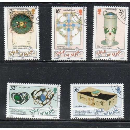Isle of Man Sc 384-388 1989 Celtic Art stamp set used