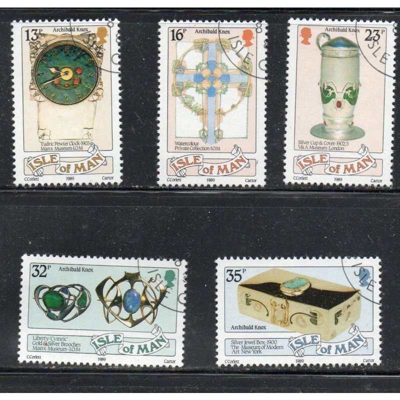 Isle of Man Sc 384-388 1989 Celtic Art stamp set used
