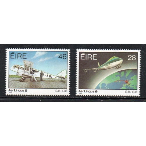 Ireland Sc 660-61 1986 Aer Lingus stamp set mint NH