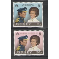 Jersey Sc 89-90 1973 Royal Wedding Princess Anne stamp set mint NH