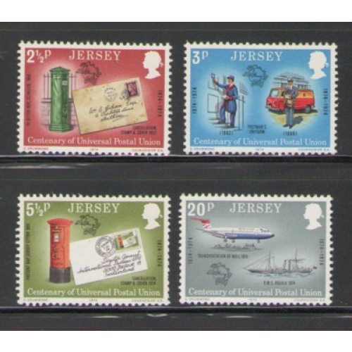 Jersey Sc 99-102 1974 UPU Anniversary stamp set mint NH