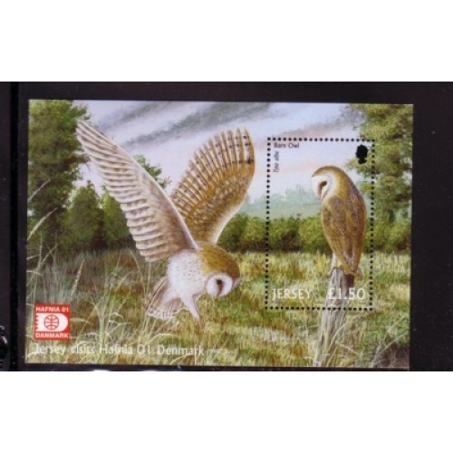 Jersey Sc 1003a 2001 Barn Owl HAFNIA 01I stamp sheet mint NH