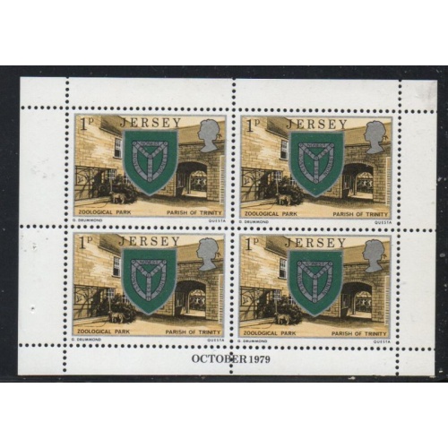 Jersey Sc 138b 1979 1d Trintiy Arms & Zoo  stamp booklet pane of 4 mint NH