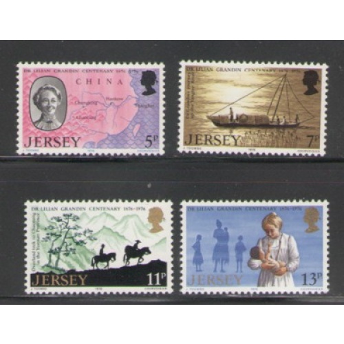 Jersey Sc 164-67 1976 Dr Grandin stamp set mint NH