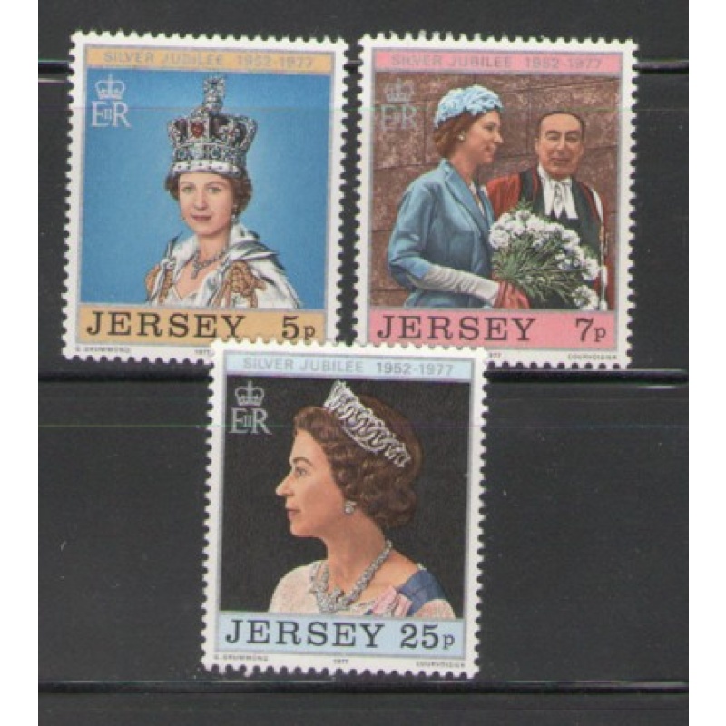 Jersey Sc  168-70 1977 Silver Jubilee QE II stamp set mint NH