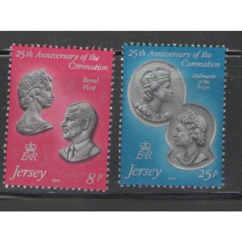 Jersey Sc  195-6 1978 25th Anniversary Coronation of QE II stamp set mint NH