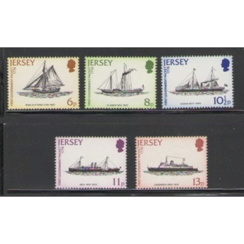 Jersey Sc  197-201 1978 200th Mail Packet Ships stamp set mint NH