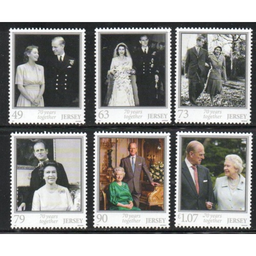 Jersey Sc 2081-2086 2017 70th Anniversary QE II & Philp stamp set mint NH
