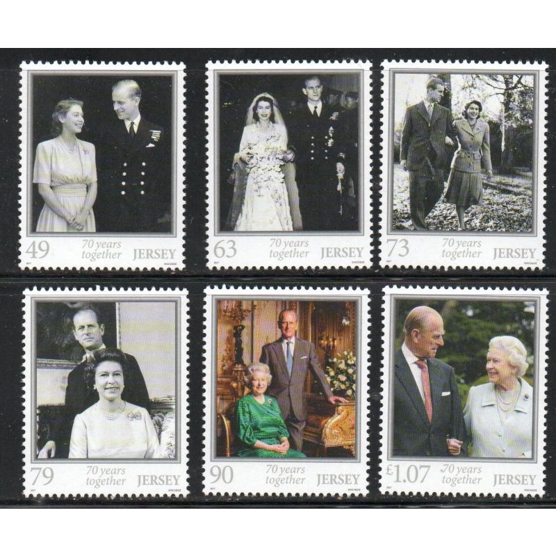 Jersey Sc 2081-2086 2017 70th Anniversary QE II & Philp stamp set mint NH