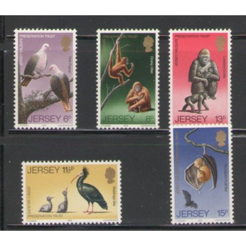 Jersey Sc  217-221 1979 Wildlife stamp set mint NH