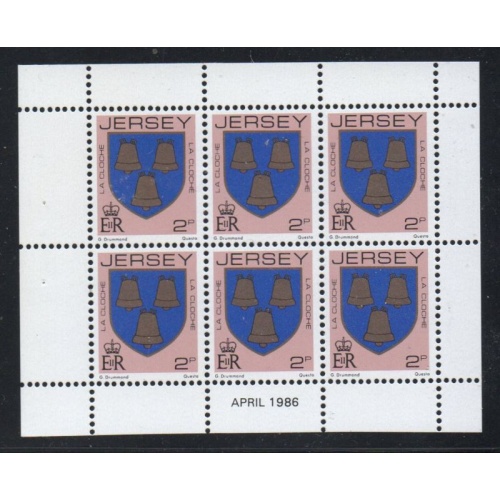 Jersey Sc 248a 1981 2p la Cloche arms stamp booklet pane of 6 mint NH