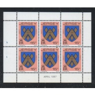 Jersey Sc 261b 1987 15p Flott arms stamp booklet pane of 6 mint NH