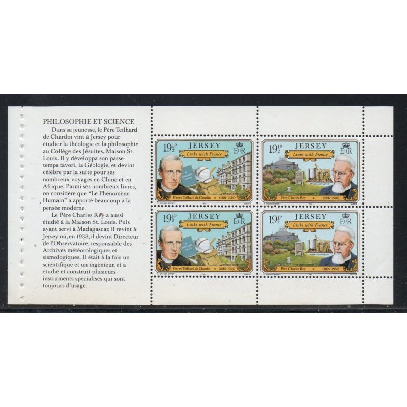 Jersey Sc 294a 1982 19 1/2 p France Links stamp booklet pane of 4 mint NH