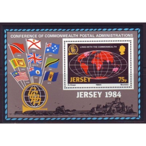 Jersey Sc  329 1984 Commonwealth Postal Conference stamp sheet mint NH