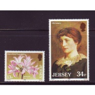 Jersey Sc  391-92 1986 Lillie Langtry Lily Flower Gala stamp set mint NH