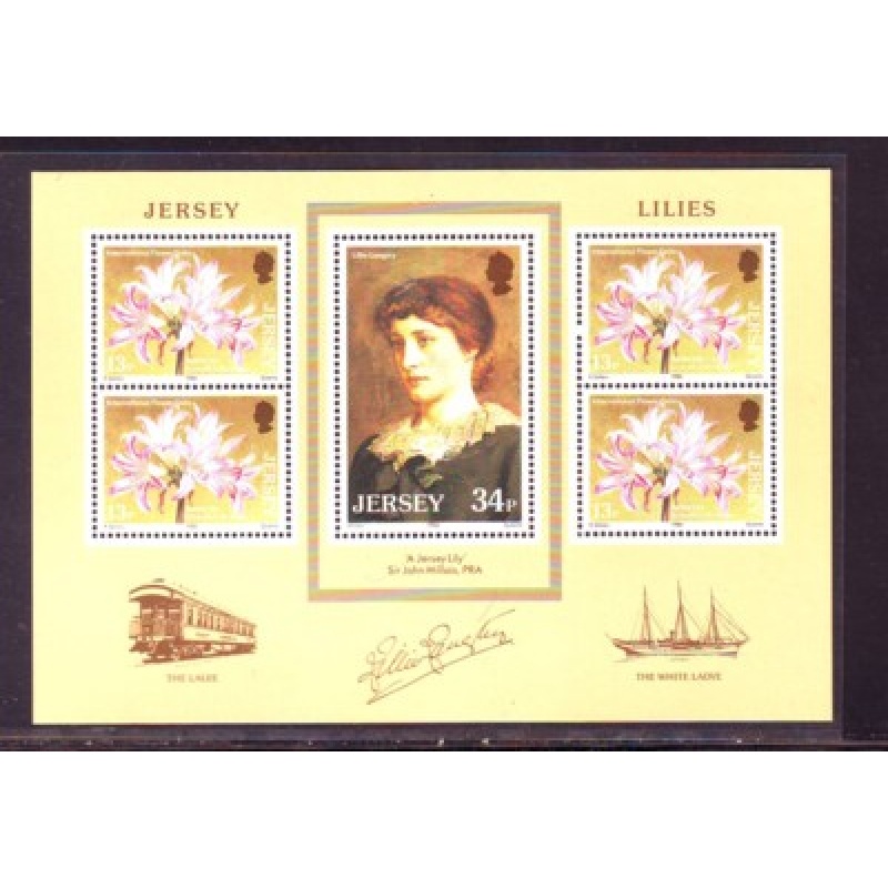Jersey Sc  392a 1986 Lillie Langtry Lily Flower Gala stamp sheet mint NH