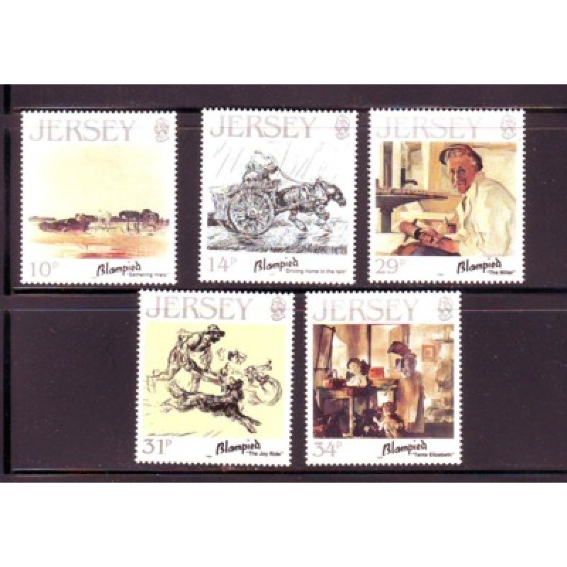 Jersey Sc  406-40 1986 Blampied Paintings stamp set mint NH