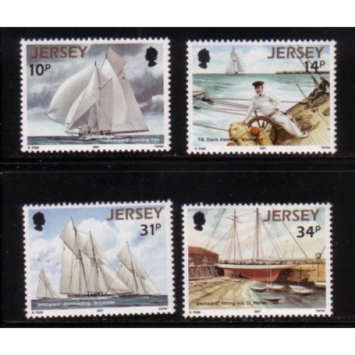 Jersey Sc 414-417 1987 Schooner Westward stamp set mint NH