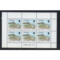 Jersey Sc 493a 1991 20p Elizabeth Castle stamp booklet pane of 6 mint NH