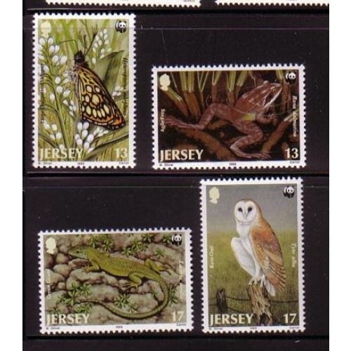 Jersey Sc  507-10 1989 WWF Scarce Fauna stamp set mint NH