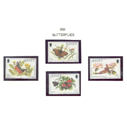 Jersey Sc  568-571 1991 Butterflies & Moths stamp set mint NH
