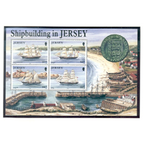 Jersey Sc 599a 1992 Jersey Sailing Ships stamp sheet NH
