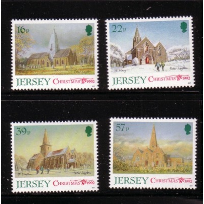 Jersey Sc  610-613 1992 Christmas, Churches,  stamp set mint NH