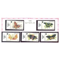 Jersey Sc 727-31 1995 Butterflies  &  Moths stamp set mint NH