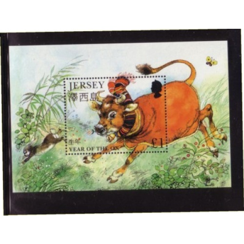 Jersey Sc 777 1997 Year of the Ox stamp sheet mint NH