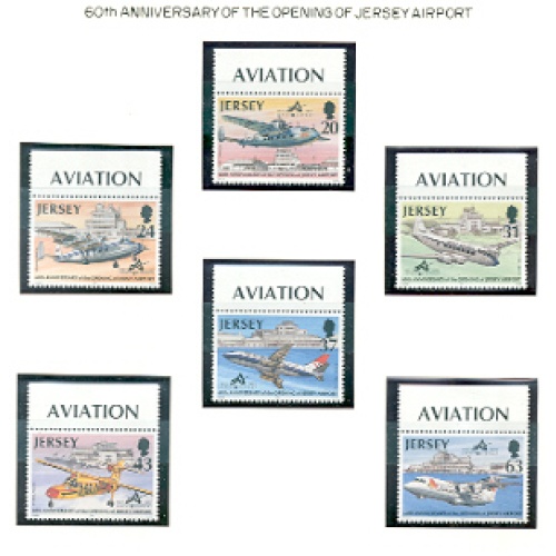 Jersey Sc 790-95 1997 Airport Anniversary Airplanes  stamp set mint NH