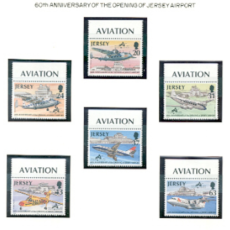 Jersey Sc 790-95 1997 Airport Anniversary Airplanes  stamp set mint NH