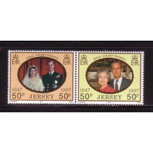 Jersey Sc 822-823 1997 Golden Wedding Anniversary QE II & Prince Philip stamp set NH