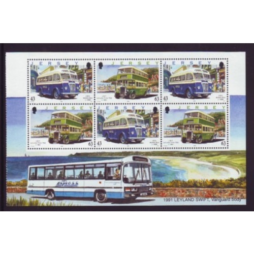 Jersey Sc 839b  1998 43p & 63p Buses stamp booklet pane mint NH