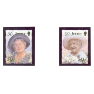 Jersey Sc 962-3 2000 100 yrs Queen Mother stamp set mint NH